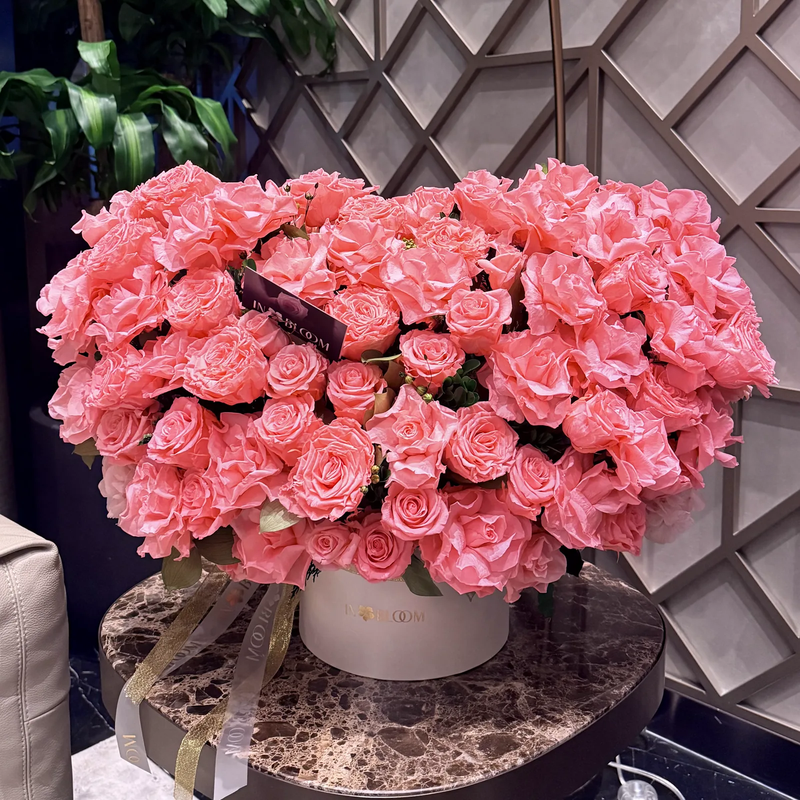 Large pink IN BLOOM floral arrangement