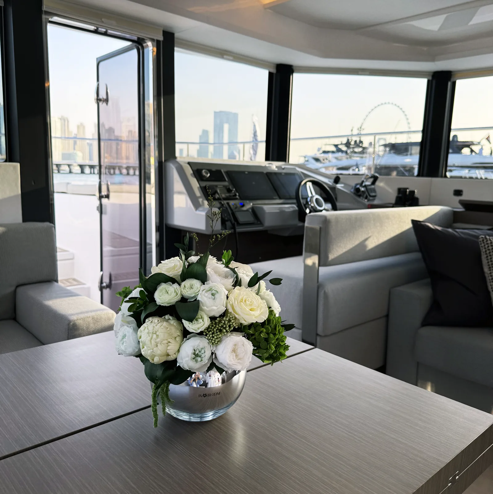 IN BLOOM flowers inside a yacht