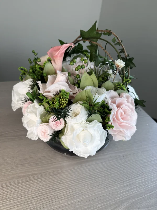 Grace - Coral preserved flower arrangement detail view in Dubai