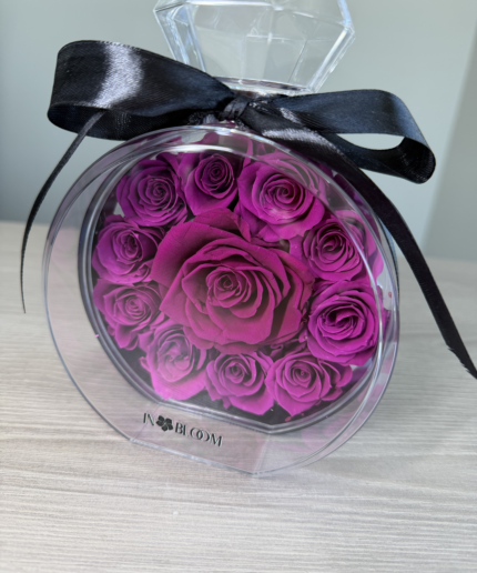 Purple preserved roses Classic Roses Perfume Bottle elegant arrangement