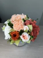 Loulou (S) - Peach Aurelia preserved flower arrangement detail view in Dubai