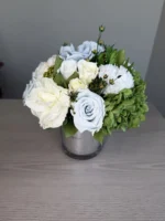 Juliette - Creamy Blue preserved flower arrangement detail view in Dubai