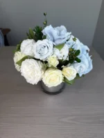 Juliette - Creamy Blue preserved flower arrangement detail view in Dubai