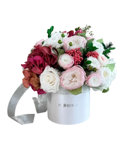 white blower box preserved hydrangeas dubai