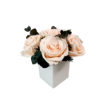 Square white glass vase preserved flower arrangement