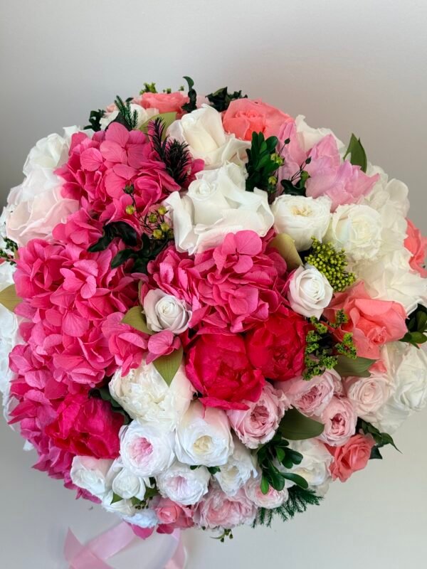Desire hot pink preserved flower box side view