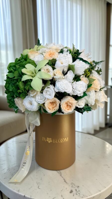 DESIRE Champagne Shower preserved flower box detail view