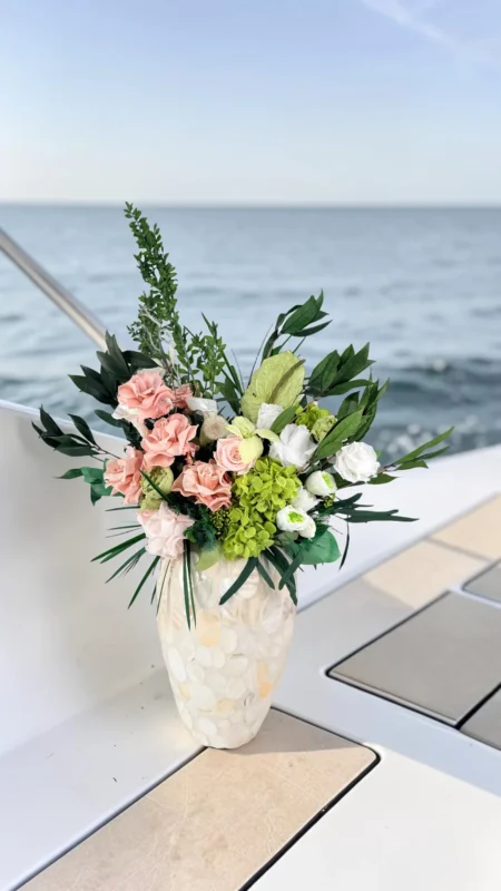 Spring Serenity preserved flower statement piece detail view