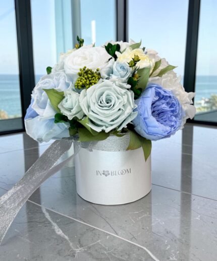 Elis - Baby blue preserved flower arrangement in Dubai detail