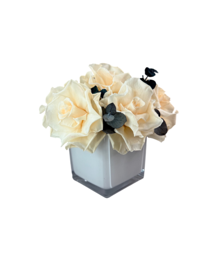 SQUARE WHITE GLASS VASE M preserved flower arrangement in Dubai