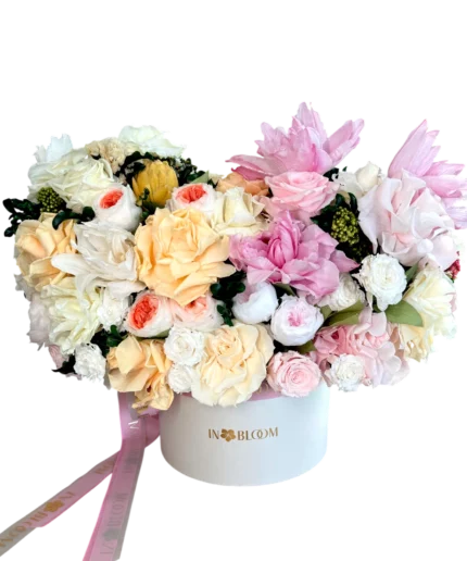 Lana - pink and peach preserved flowers gift box in Dubai