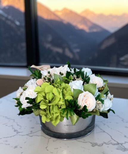 Grace Serenity preserved flower arrangement detail view in Dubai