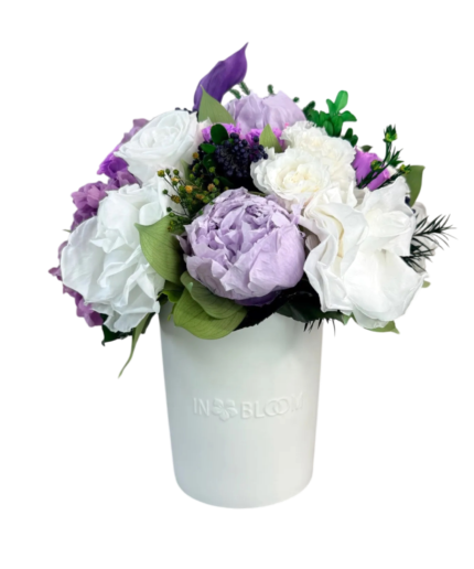 Luna - White & Lilac Dream preserved flower arrangement in Dubai