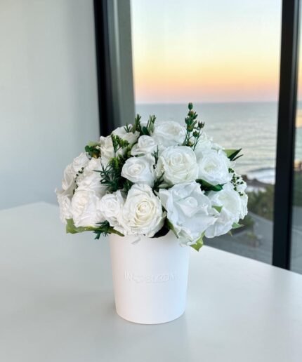 white preserved flowers bouquet