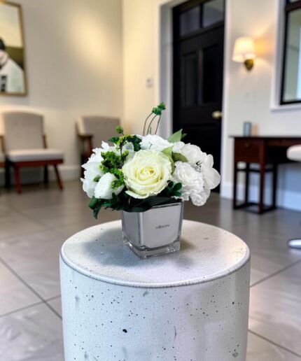 KATIE - White Symphony preserved flower arrangement in Dubai detail