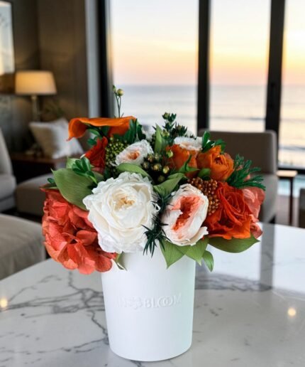Luna - Orange juice preserved flower arrangement detail view in Dubai