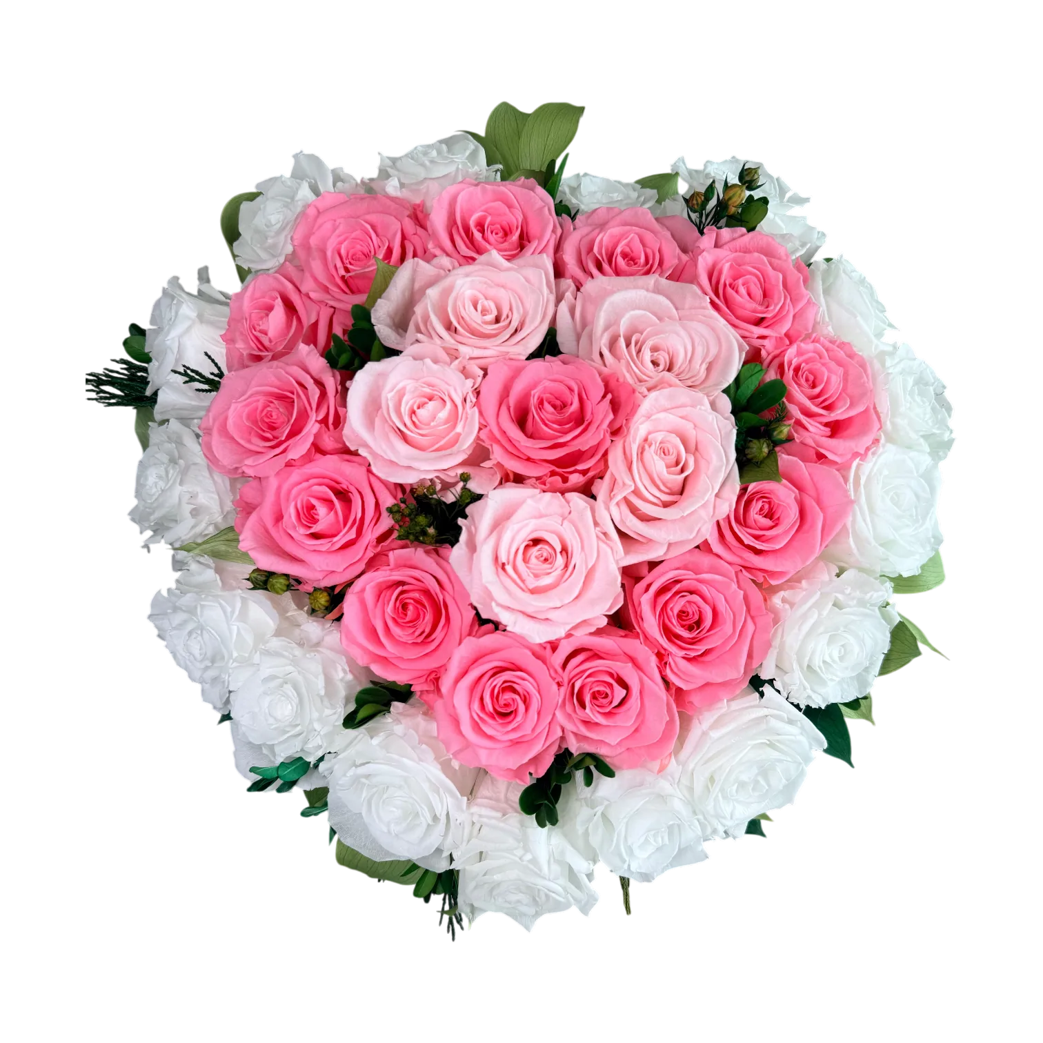 pink heart WebP Heart Pink and White preserved flowers gift box in Dubai