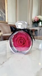 French Rose - Perfume bottle (Pink) preserved flower arrangement in Dubai detail