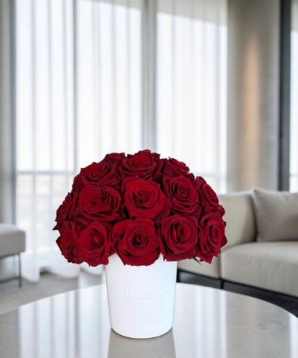 Luna - Red roses preserved flower arrangement detail view in Dubai