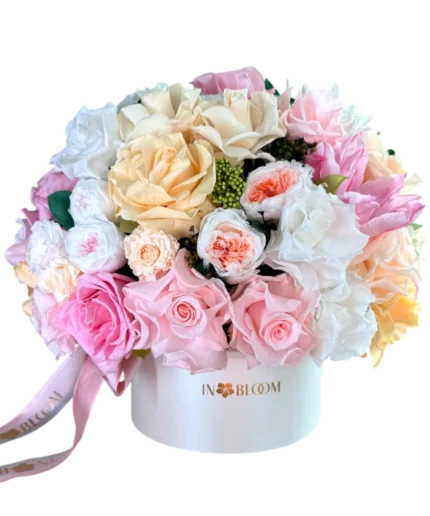 Lana - Peach and Pink preserved flowers gift box in Dubai