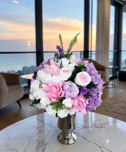 Isabella - Purple preserved flower arrangement detail view in Dubai