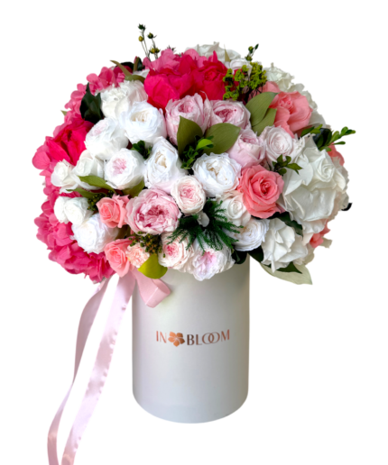 preserver flowers bouquet pink and white