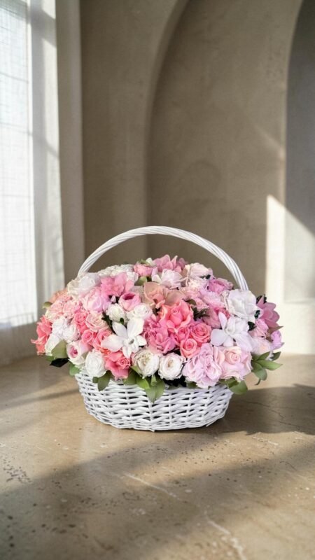 preserved basket of flowers