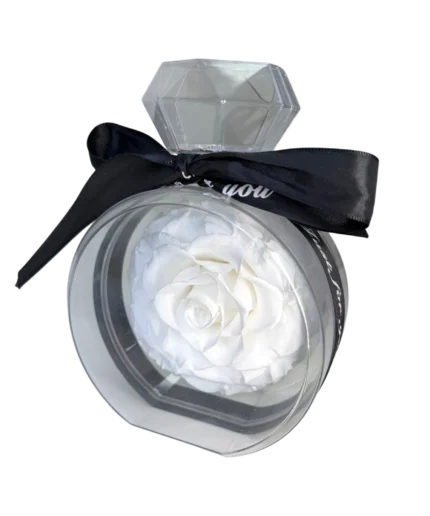 French Rose - Perfume bottle (White) preserved flower arrangement in Dubai