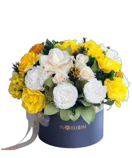Olivia - Yellow showers preserved flowers gift box in Dubai